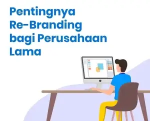 Ilustrasi rebranding dengan elemen-elemen visual yang berubah